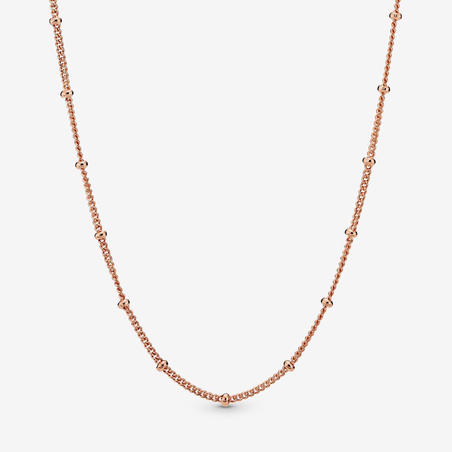 14k Rose gold-plated beaded necklace image number 0