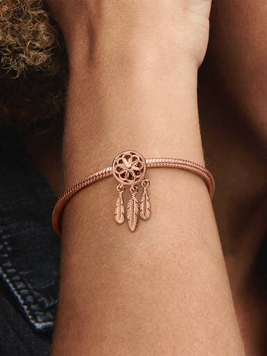 Dream catcher 14k rose gold-plated charm