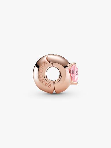 Pink Heart Solitaire Clip Charm