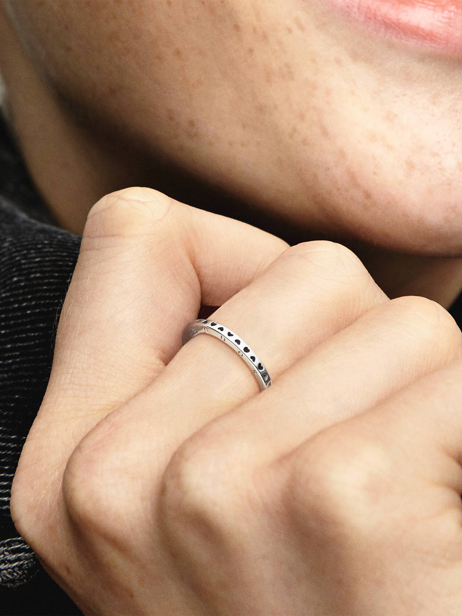 Heart silver logo ring