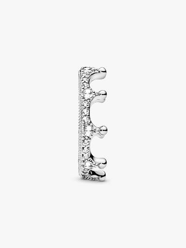 Crown silver ring with clear cubic zirconia