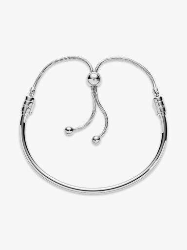 Silver bangle with clear cubic zirconia and sliding clasp