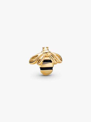 Bee 14k gold-plated petite element with black enamel