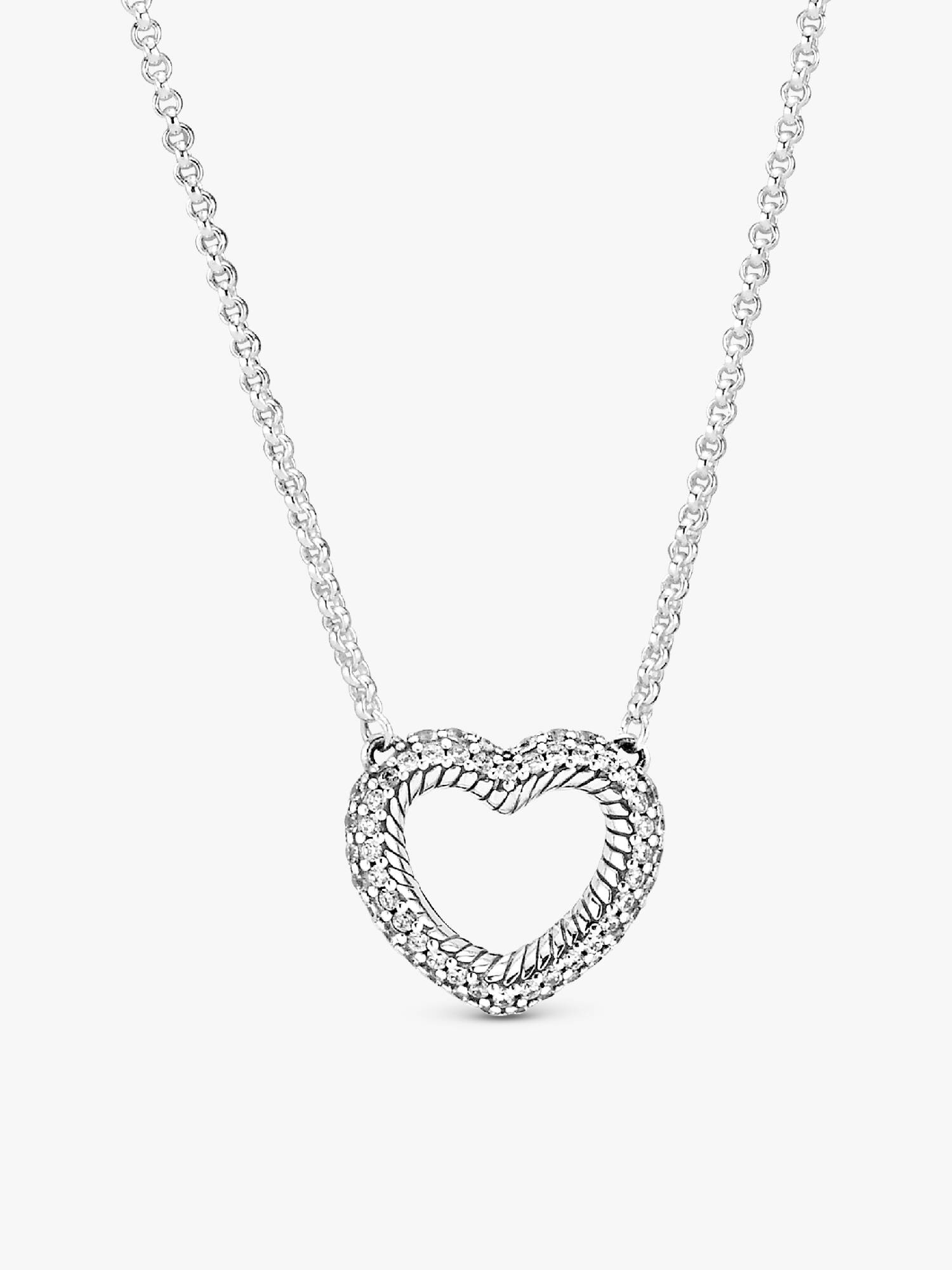 Pavé Snake Chain Pattern Open Heart Collier Necklace