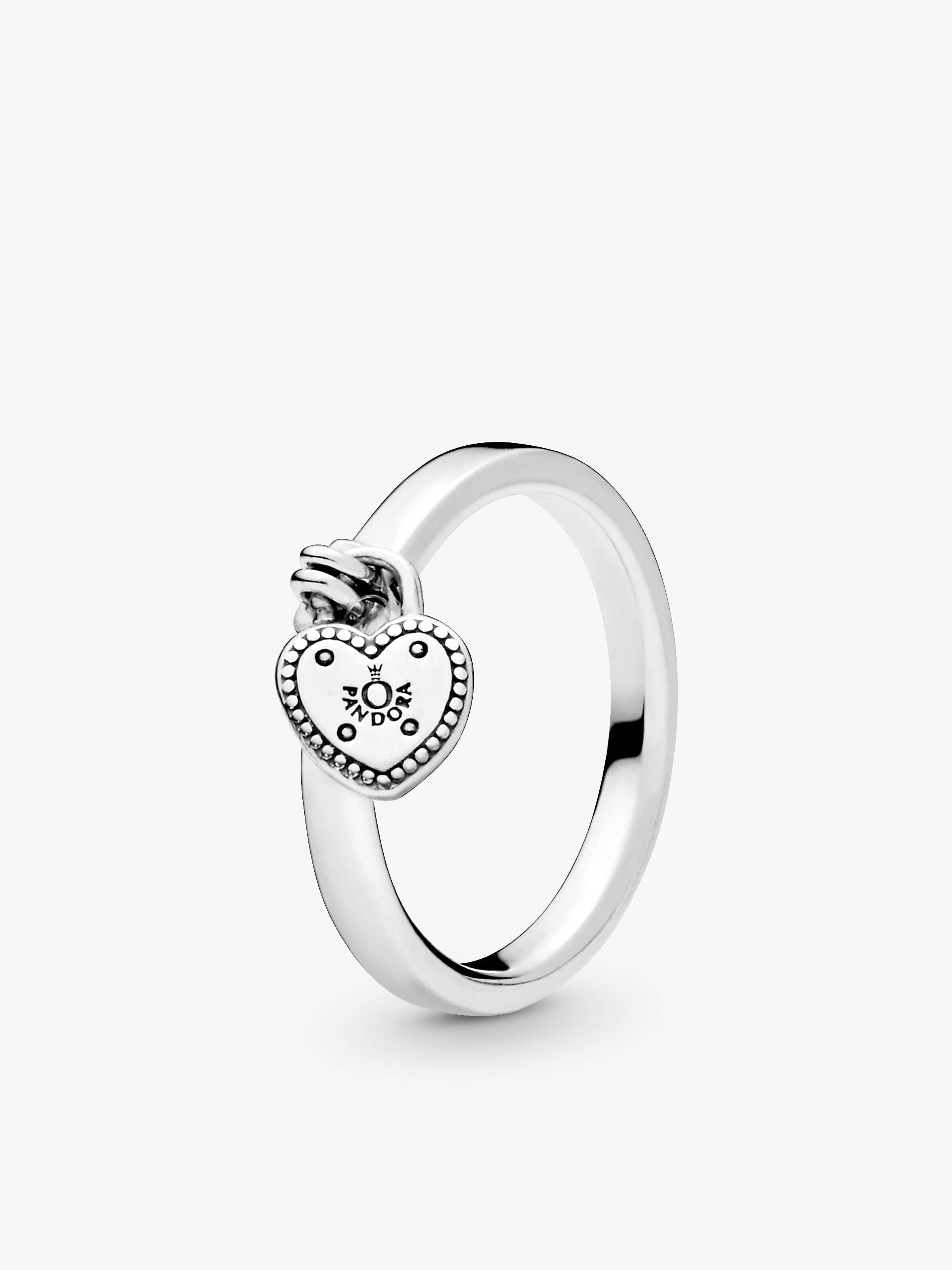 Heart padlock silver ring