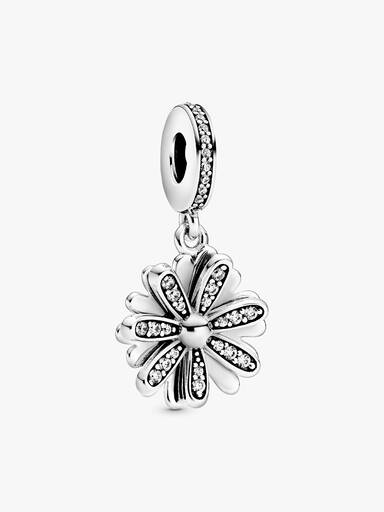 Daisy sterling silver dangle with clear cubic zirconia