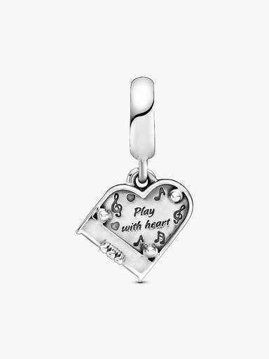 Grand Piano Heart Dangle Charm