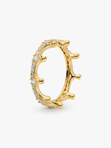 Crown 14k gold-plated ring with clear cubic zirconia