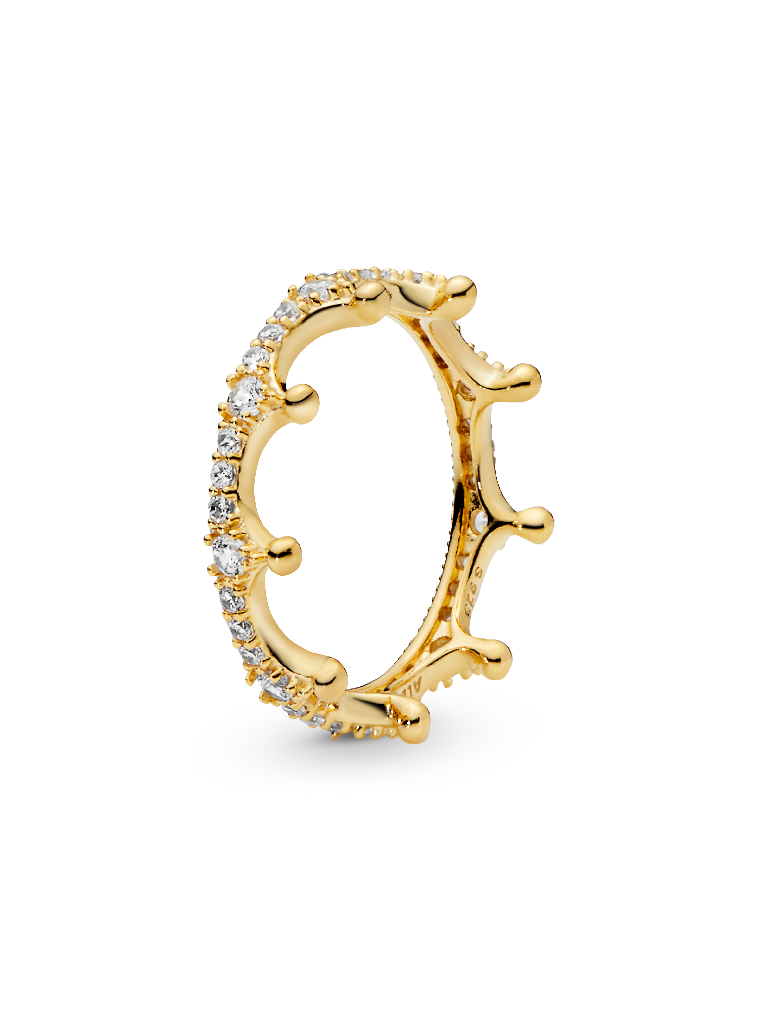 Crown 14k gold-plated ring with clear cubic zirconia