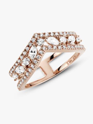 Sparkling Marquise Double Wishbone Ring