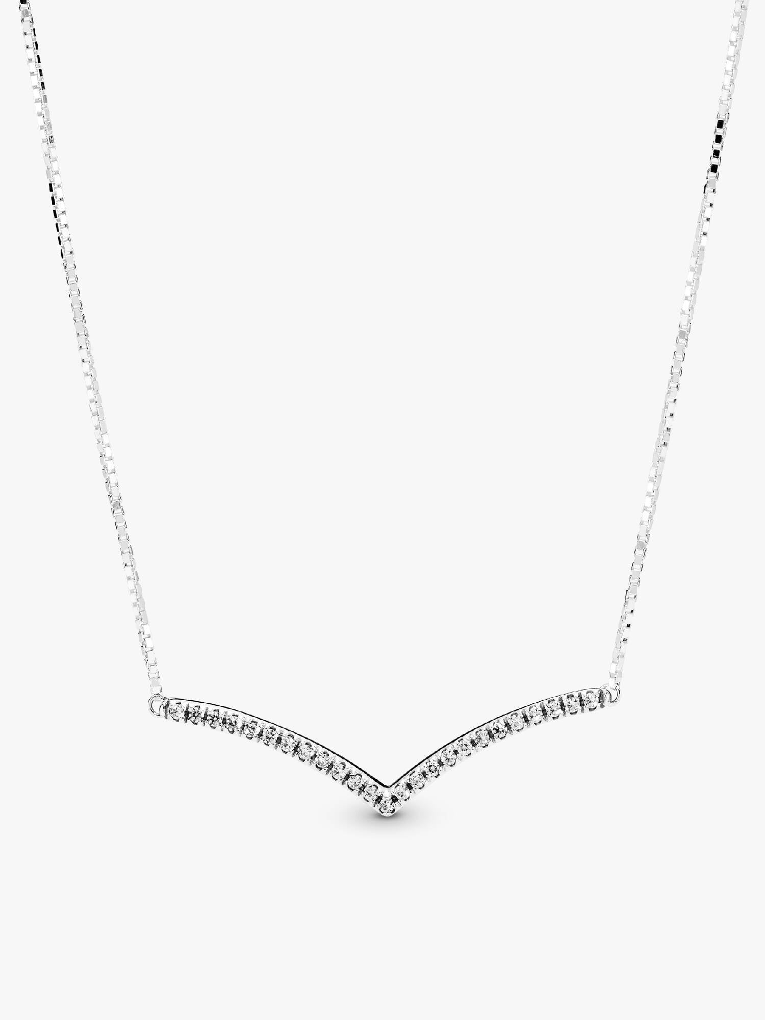 Wishbone silver collier with clear cubic zirconia