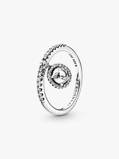 Clear Dangling Round Sparkle Ring