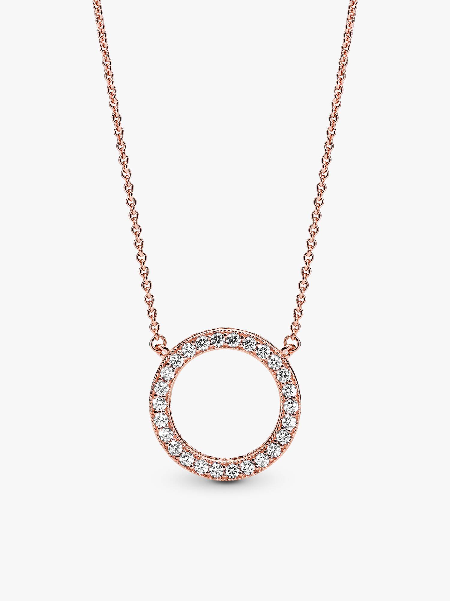 PANDORA logo reversible collier in 14k rose gold-plated with clear cubic zirconia