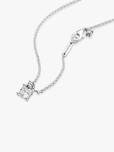Sparkling Collier Round & Square Pendant Necklace