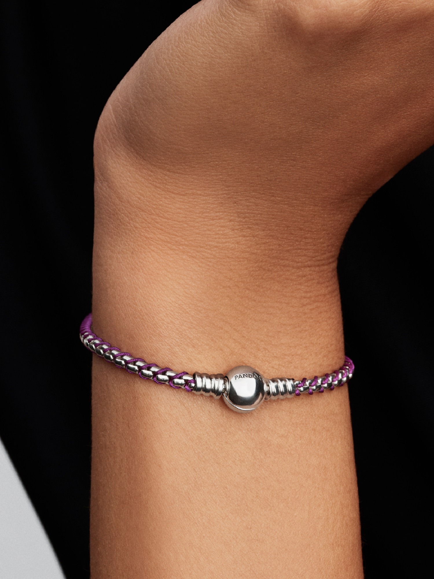 Purple Cord Box Chain Bracelet | Sterling silver | Pandora ZA