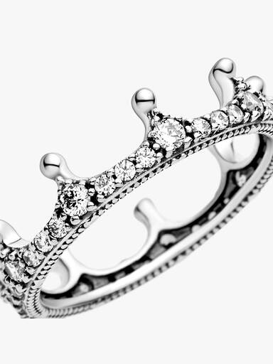 Crown silver ring with clear cubic zirconia