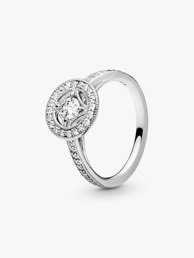 Silver ring with clear cubic zirconia