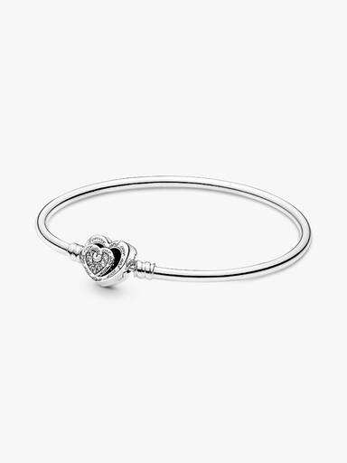 Pandora Moments Entwined Infinite Hearts Clasp Bangle