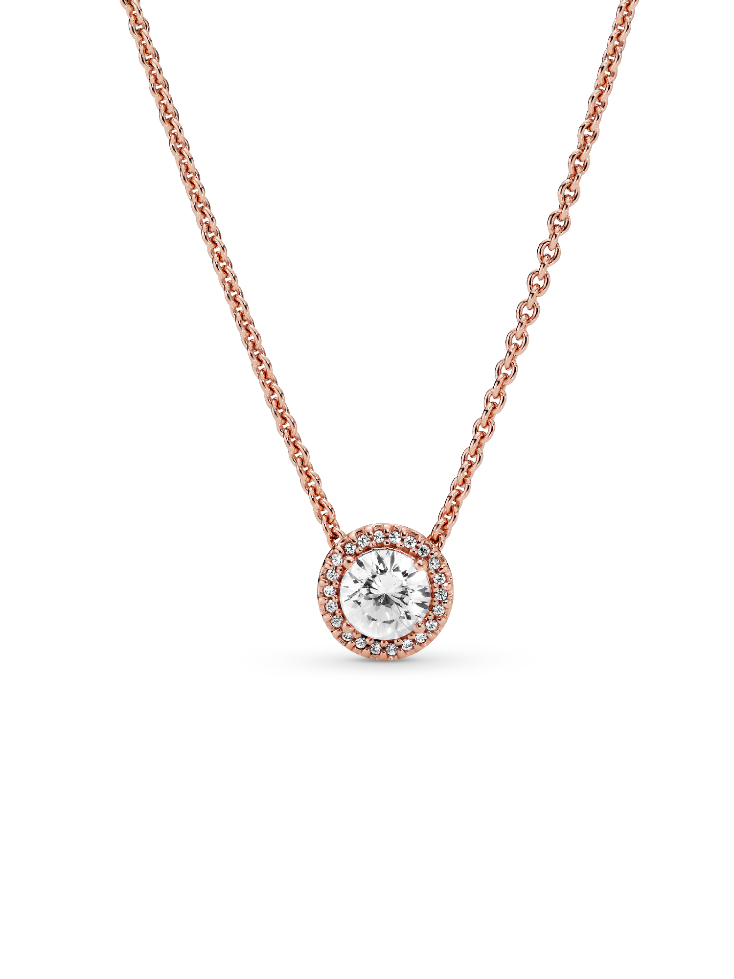 14k Rose gold-plated necklace with clear cubic zirconia