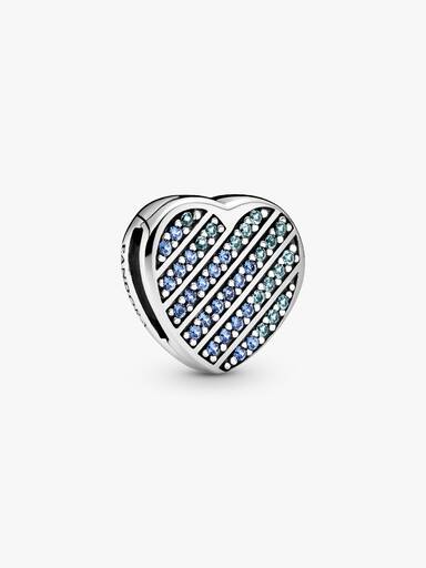 Blue Pavé Heart Clip Charm