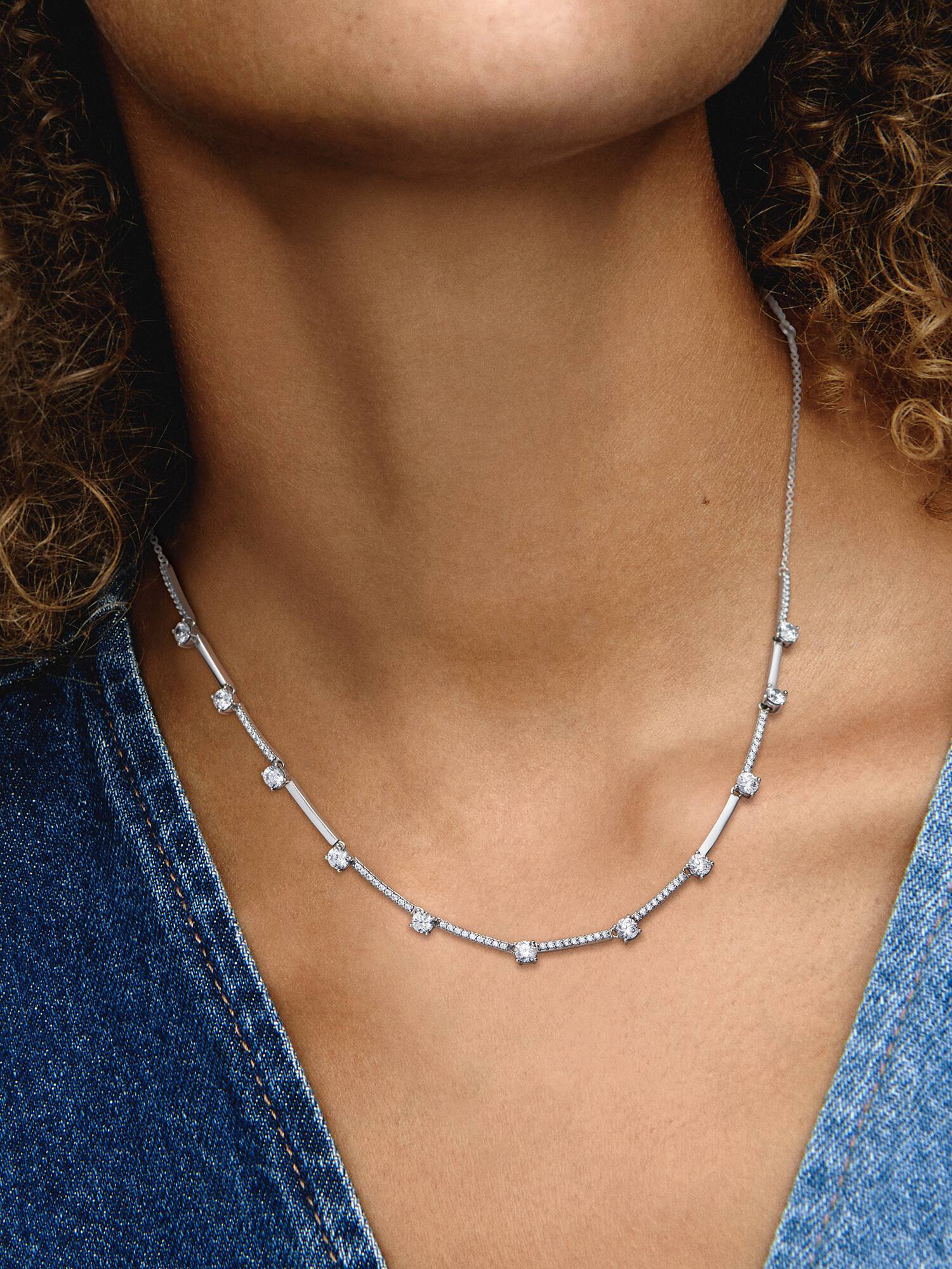 Sparkling Pavé Collier Bars Necklace