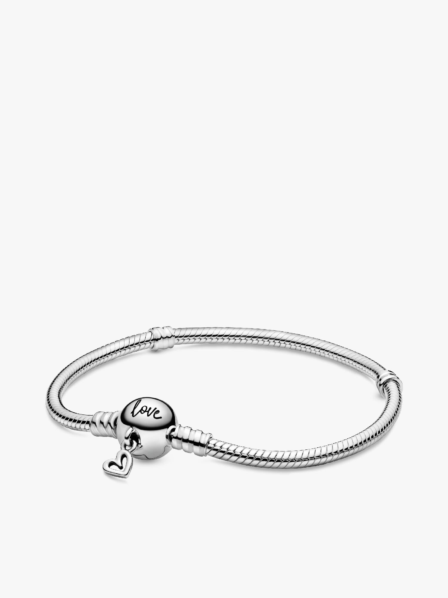 Pandora Moments Freehand Heart Clasp Snake Chain Bracelet