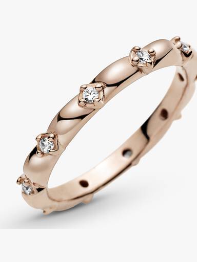 Pandora Rose ring with clear cubic zirconia