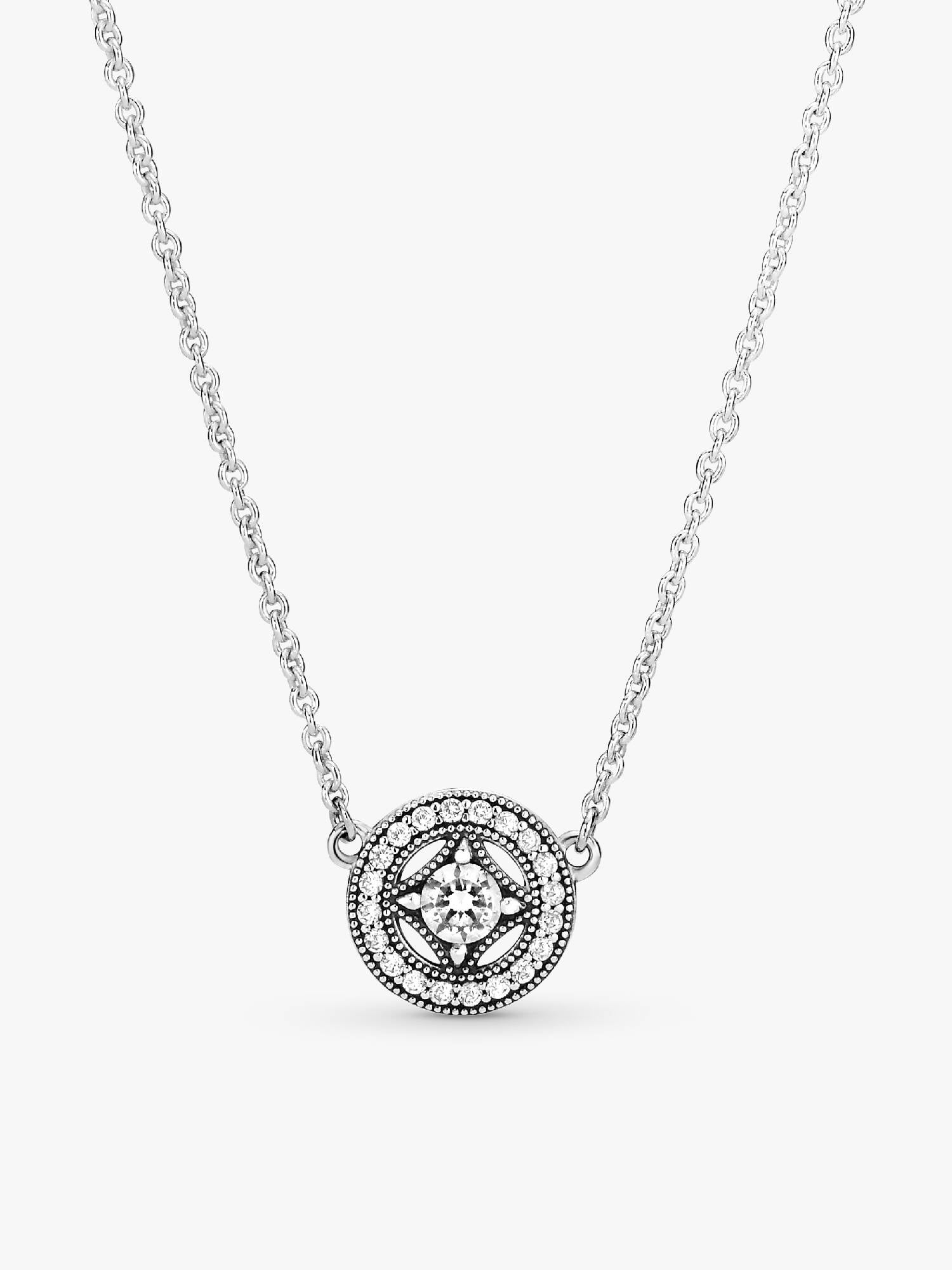 Silver necklace with clear cubic zirconia