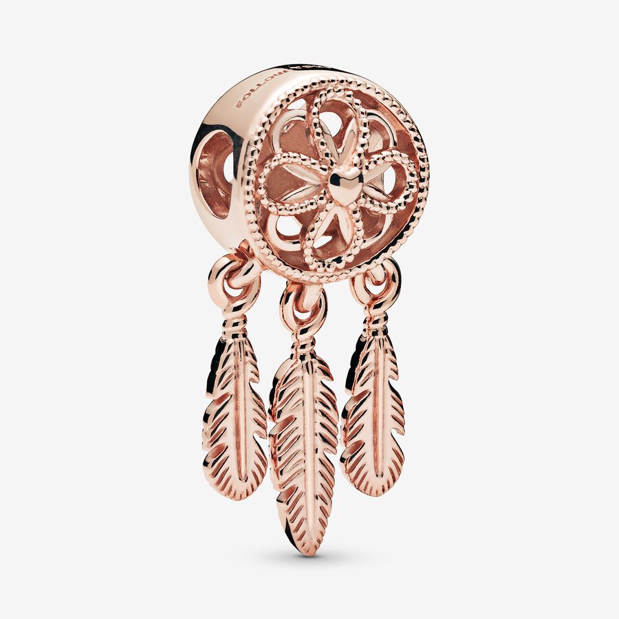 Dream catcher 14k rose gold-plated charm image number 0