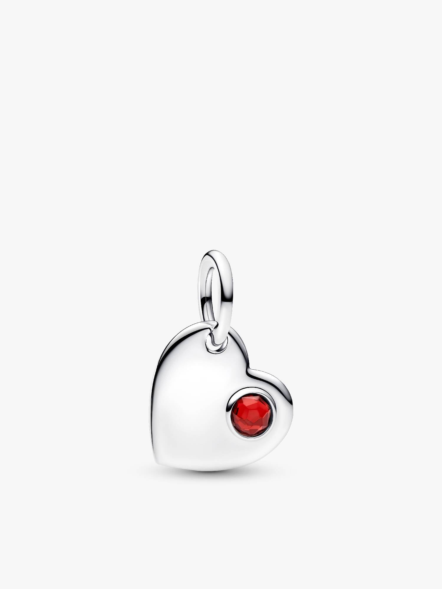 Engravable Heart Red Stone Dangle Charm