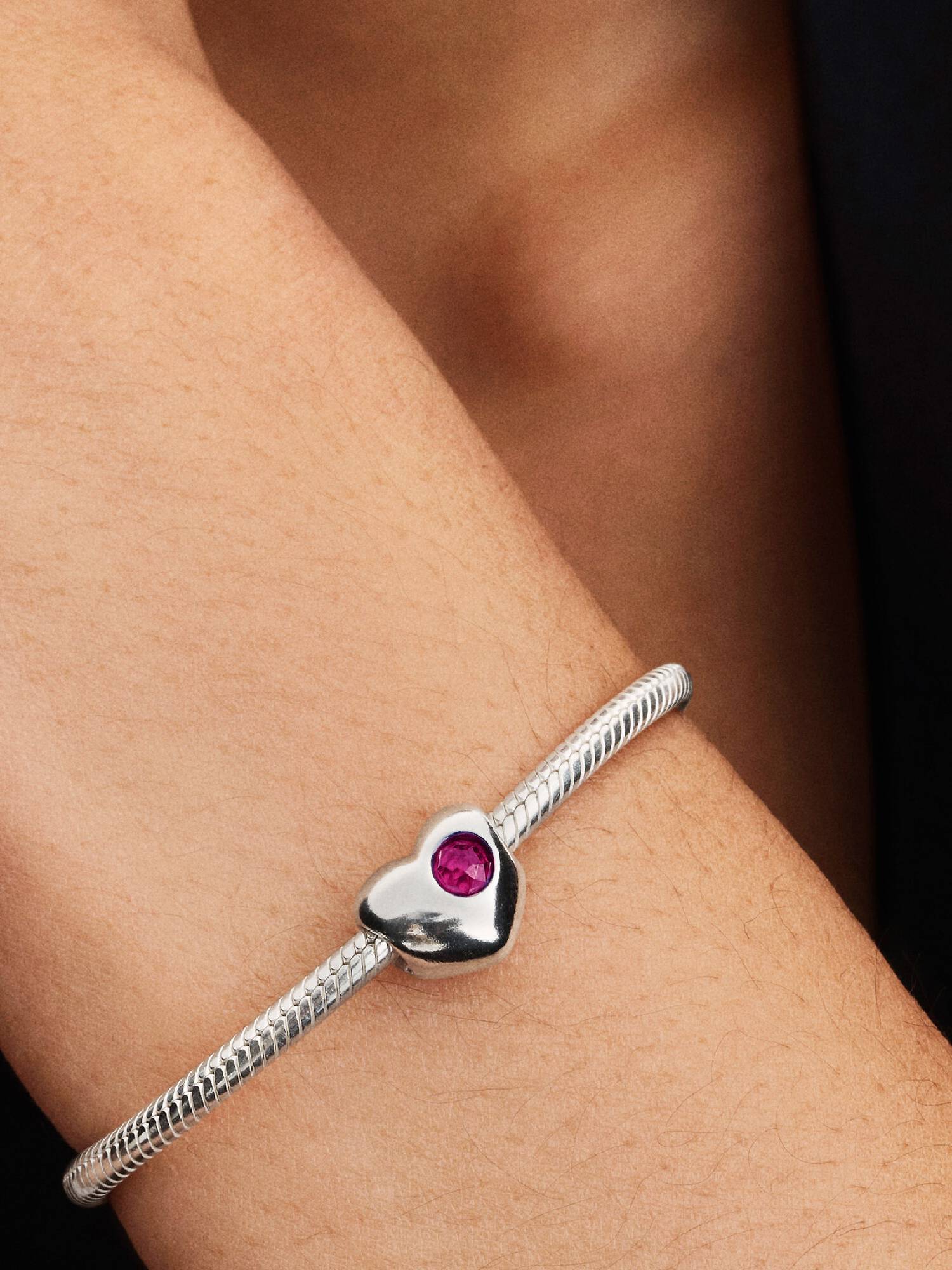 Engravable True Red Stone Heart Charm