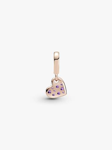 Royal Purple Pavé Tilted Heart Dangle Charm