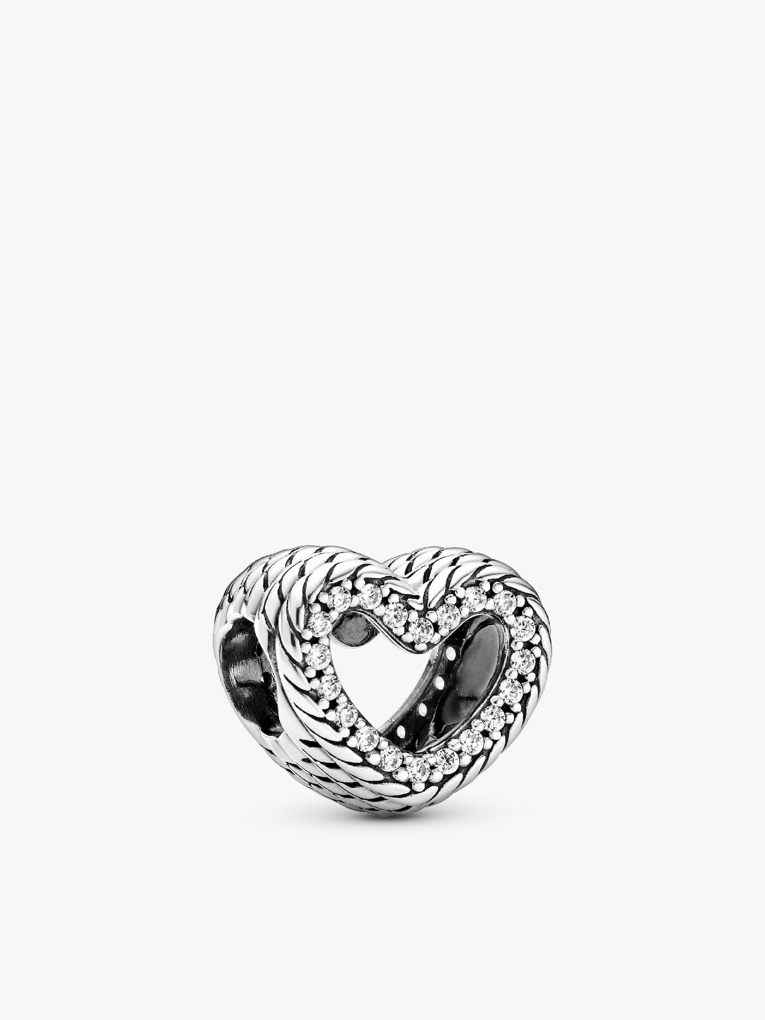 Snake Chain Pattern Open Heart Charm