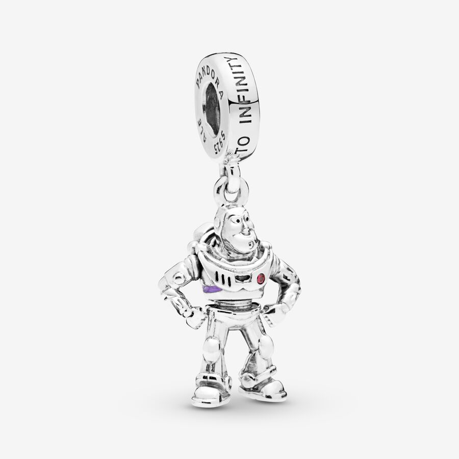 Disney Buzz Lightyear silver dangle with red cubic zirconia and purple enamel image number 0