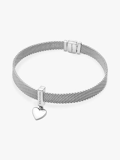 PANDORA Reflexions dangling heart silver clip charm