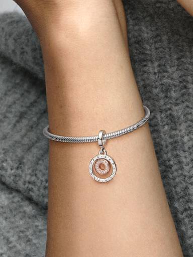 Pandora Moments Two-tone Logo Circles Dangle Charm