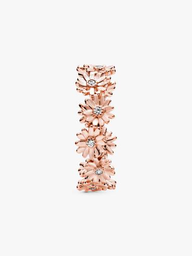 Daisy 14k rose gold-plated ring with clear cubic zirconia