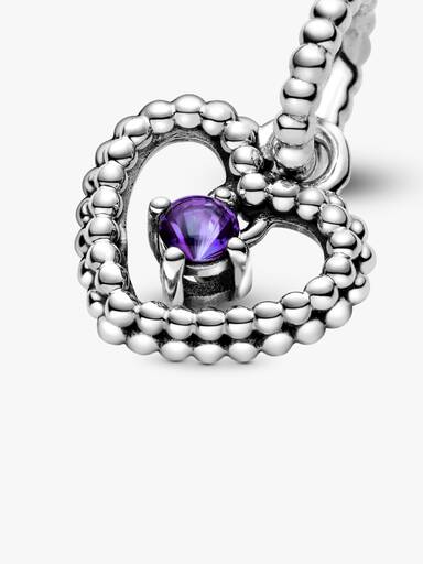 Purple Beaded Heart Dangle Charm