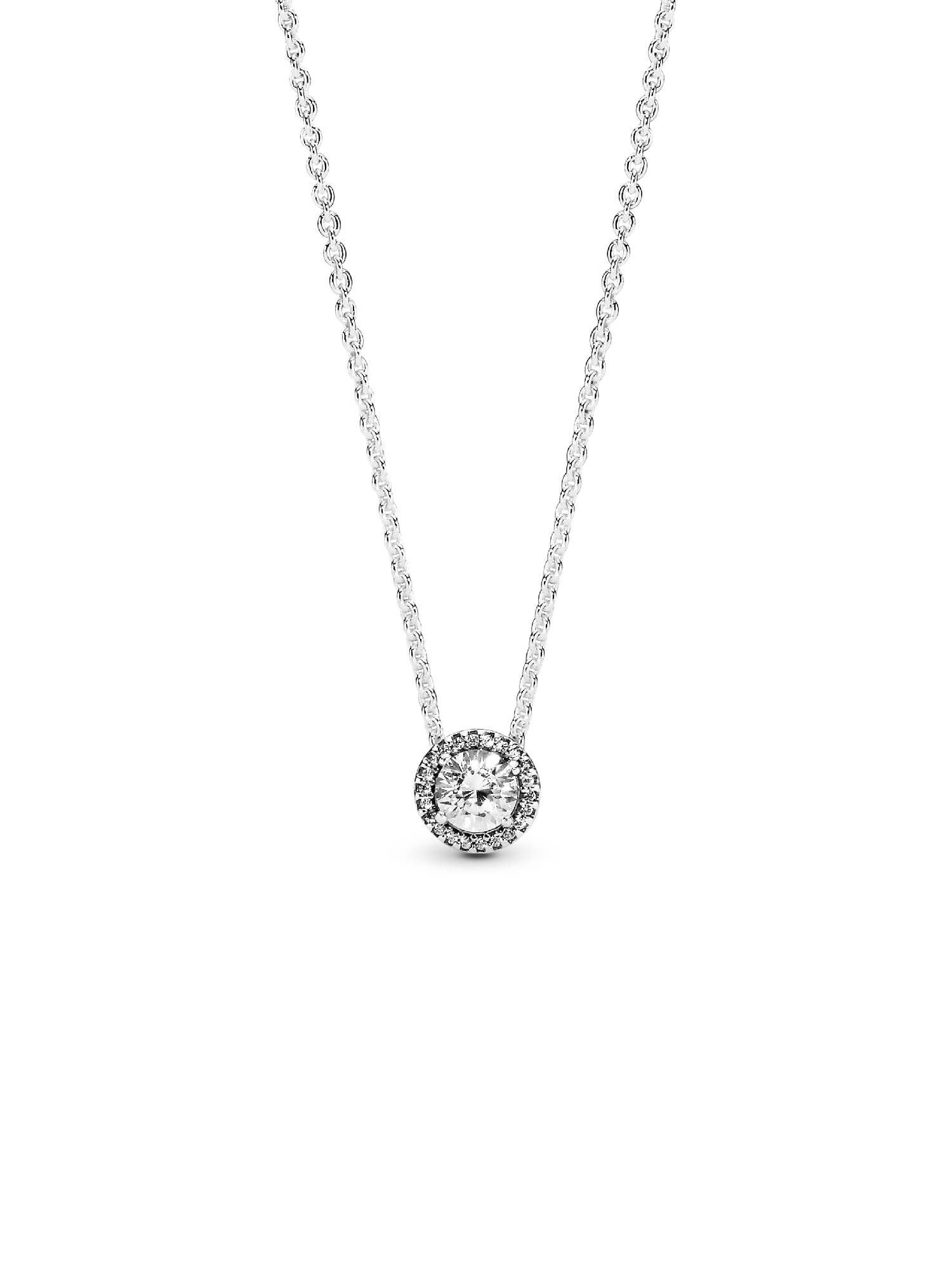 Silver necklace with clear cubic zirconia