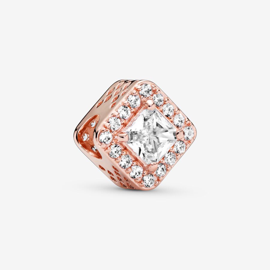 14k Rose gold-plated charm with clear cubic zirconia image number 0
