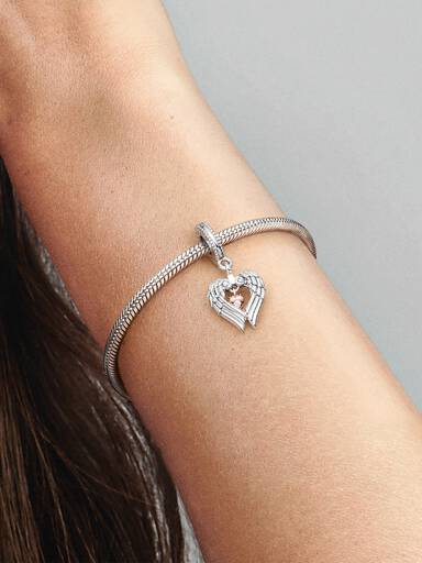 Pandora Club 2021 Angel Wings & Heart Dangle Charm