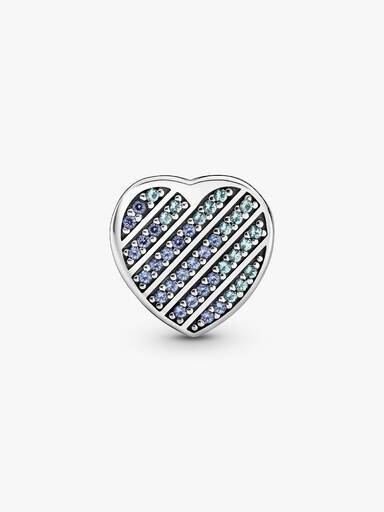 Blue Pavé Heart Clip Charm