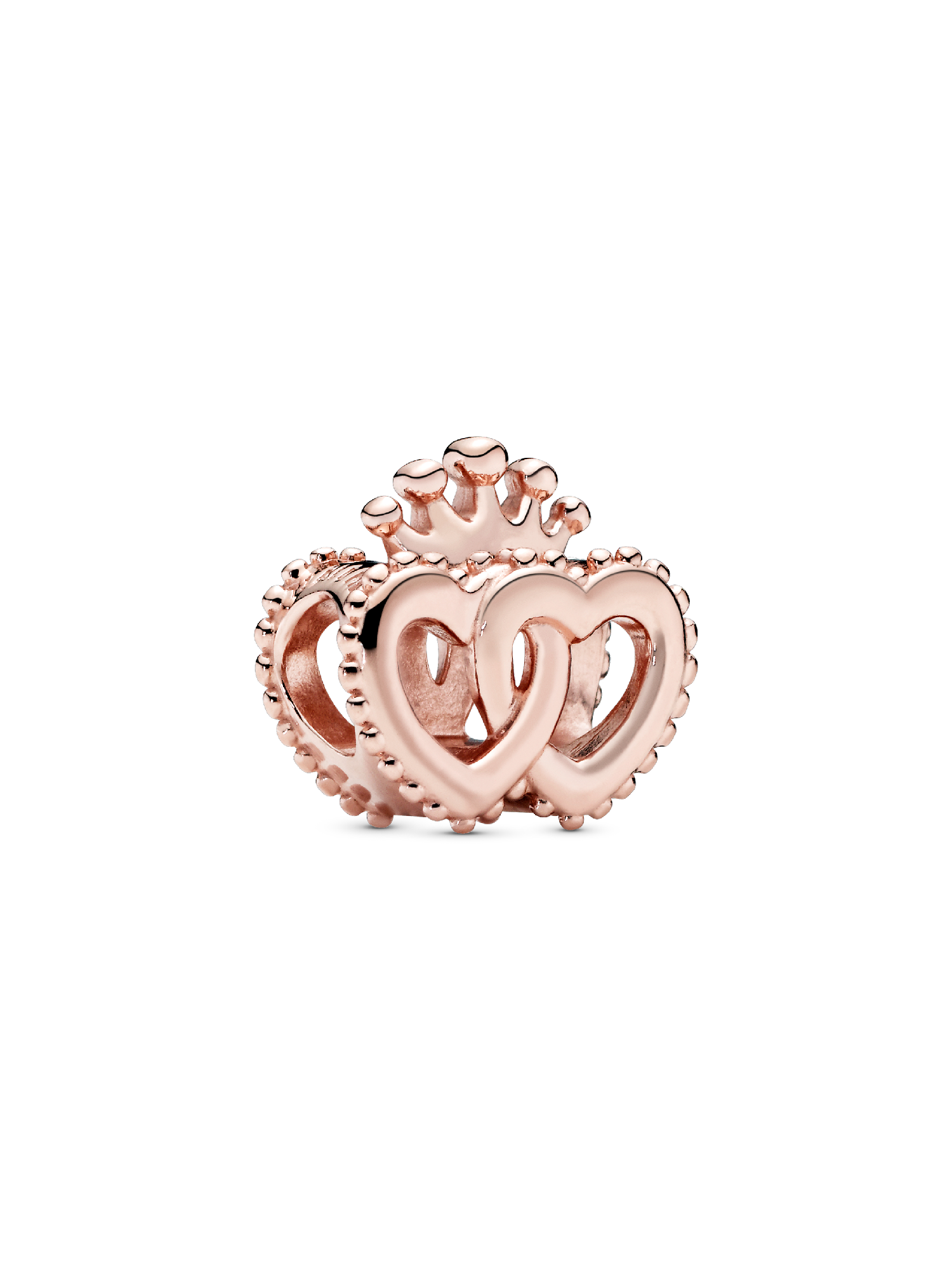 Interlocked crowned hearts 14k rose gold-plated charm | Rose gold