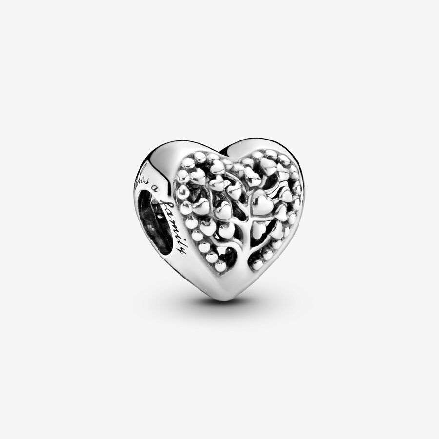 Tree of love heart silver charm image number 0
