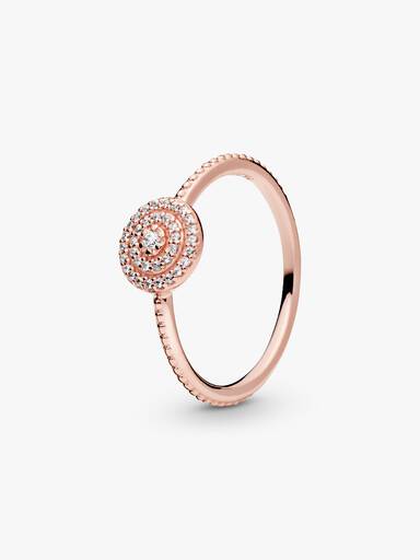 14k Rose gold-plated ring with clear cubic zirconia