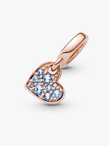 Light Blue Pavé Tilted Heart Dangle Charm