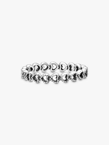 Openwork heart silver ring