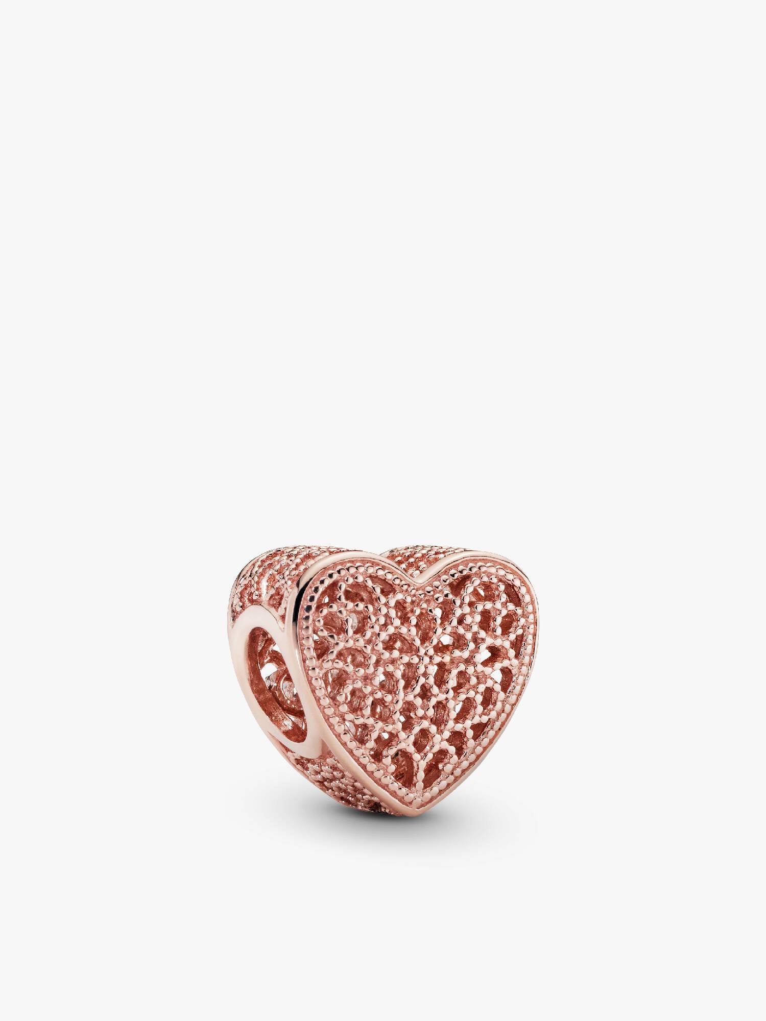 14k Rose gold-plated openwork heart charm
