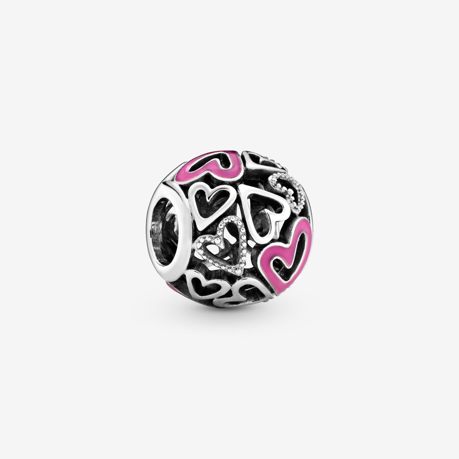 Pink Openwork Freehand Heart Charm image number 0