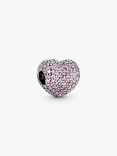Pink Pavé Heart Clip Charm